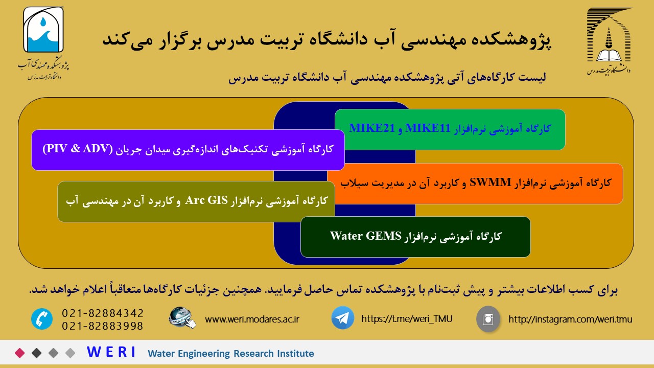 کارگاه‌های آتی پژوهشکده مهندسی آب دانشگاه تربیت مدرس